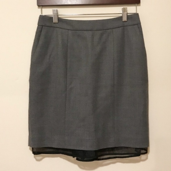 LOFT Grey Wool Pencil Skirt With Organza Lining - Picture 1 of 5